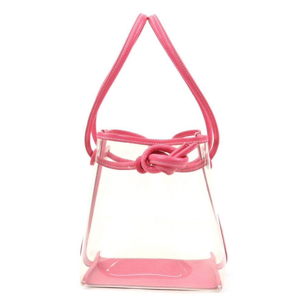 Authentic VASIC Vinyl Handbag Clear/Pink PVC/Leather
